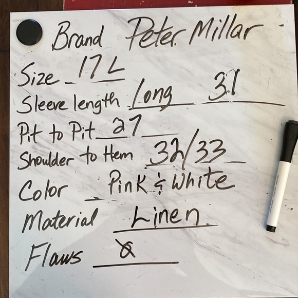 Peter Millar linen shirt size 17 L long sleeved - Picture 8 of 8